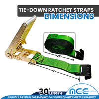Load image into Gallery viewer, 2 Pack - 3" x 30' Ratchet Tie Down Strap w/ Flat Hooks
