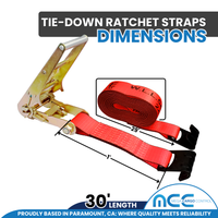 Load image into Gallery viewer, 2 Pack - 3" x 30' Ratchet Tie Down Strap w/ Flat Hooks
