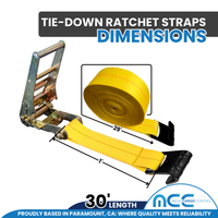 Load image into Gallery viewer, 2 Pack - 3" x 30' Ratchet Tie Down Strap w/ Flat Hooks
