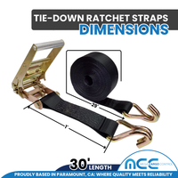 Load image into Gallery viewer, 10 Pack 3" x 30' Ratchet Tie Down Strap w/ J Wire Hooks
