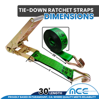 Load image into Gallery viewer, 10 Pack 3" x 30' Ratchet Tie Down Strap w/ J Wire Hooks
