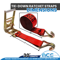 Load image into Gallery viewer, 10 Pack 3" x 30' Ratchet Tie Down Strap w/ J Wire Hooks
