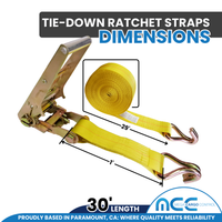 Load image into Gallery viewer, 10 Pack 3" x 30' Ratchet Tie Down Strap w/ J Wire Hooks
