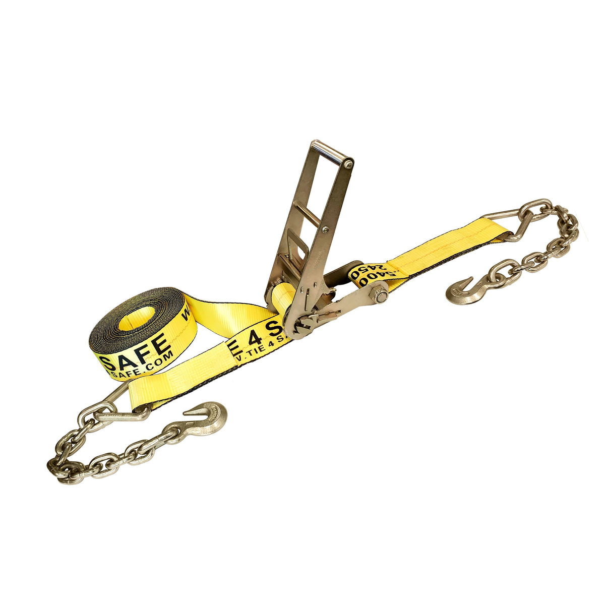 3" Ratchet Tie Down Strap w/ Chain Extensions