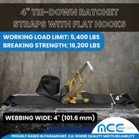 Load image into Gallery viewer, 4&quot; Ratchet Tie Down Strap w/ Flat Hooks
