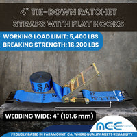 Load image into Gallery viewer, 4&quot; Ratchet Tie Down Strap w/ Flat Hooks
