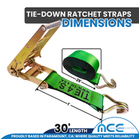 Load image into Gallery viewer, 2 Pack 4" x 30FT Ratchet Tie Down Strap w/ J Hooks
