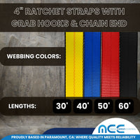 Load image into Gallery viewer, 4&quot; Ratchet Tie Down Strap w/ Chain Extensions
