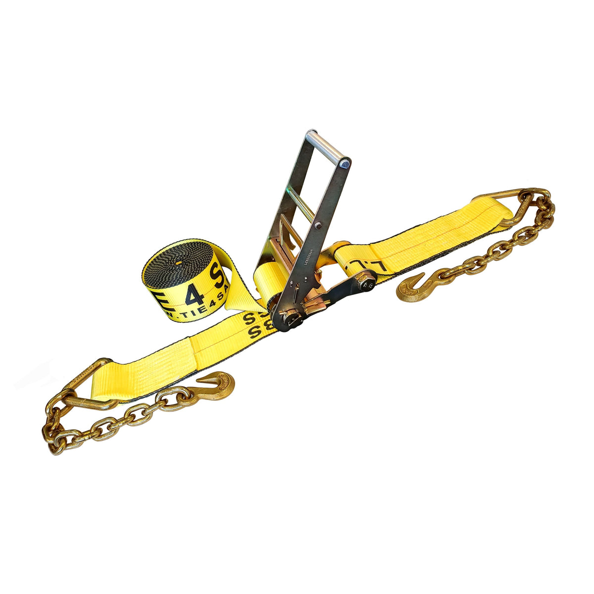 4" Ratchet Tie Down Strap w/ Chain Extensions