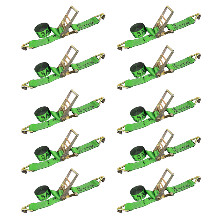 10 Pack 4" x 30FT Ratchet Tie Down Strap w/ J Hooks