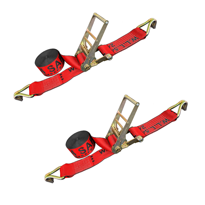 2 Pack 4" x 30FT Ratchet Tie Down Strap w/ J Hooks