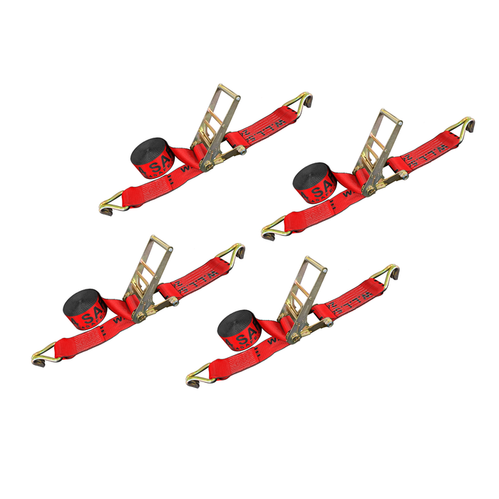 4 Pack 4" x 30FT Ratchet Tie Down Strap w/ J Hooks