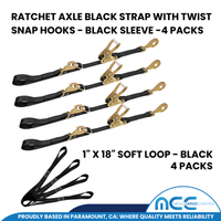 Load image into Gallery viewer, 4 Pack Combination Ratchet Axle Strap w/ Twist Hook &amp; Soft Tie Loops (Set)
