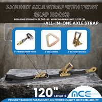 Load image into Gallery viewer, 4 Pack Combination Ratchet Axle Strap w/ Twist Hook &amp; Soft Tie Loops (Set)
