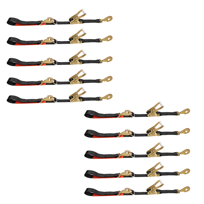 10 Pack Combination Axle and Twist Hook Adjustable Ratchet Strap - USA