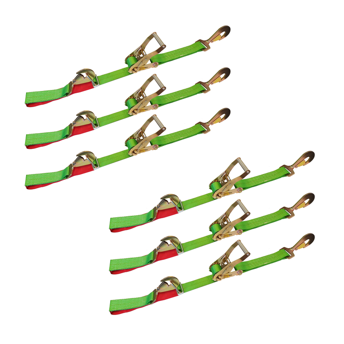 6 Pack Combination Axle and Twist Hook Adjustable Ratchet Strap - USA