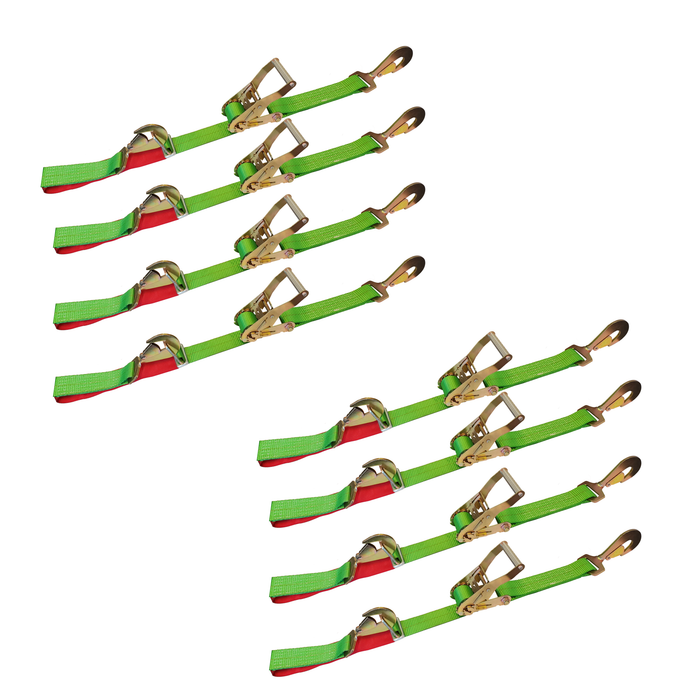 8 Pack Combination Axle and Twist Hook Adjustable Ratchet Strap - USA