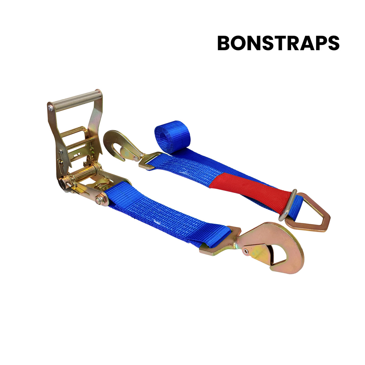 BONSTRAPS 2" x 8ft Combination Ratchet & Axle Strap w/ Twist Hook & Adjustable Axle Strap