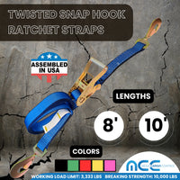 Load image into Gallery viewer, USA 2&quot; Car Tie Down Straps w/ Twist Snap Hooks
