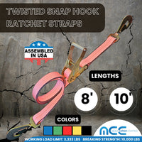 Load image into Gallery viewer, USA 2&quot; Car Tie Down Straps w/ Twist Snap Hooks
