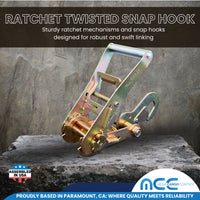 Load image into Gallery viewer, USA 2&quot; x 8&#39; Car Tie Down Strap w/ Ratchet Buckle &amp; Flat Snap Hook
