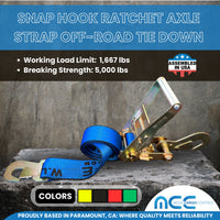 Load image into Gallery viewer, USA 2&quot; x 8&#39; Car Tie Down Strap w/ Ratchet Buckle &amp; Flat Snap Hook
