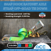 Load image into Gallery viewer, USA 2&quot; x 8&#39; Car Tie Down Strap w/ Ratchet Buckle &amp; Flat Snap Hook
