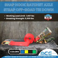 Load image into Gallery viewer, USA 2&quot; x 8&#39; Car Tie Down Strap w/ Ratchet Buckle &amp; Flat Snap Hook
