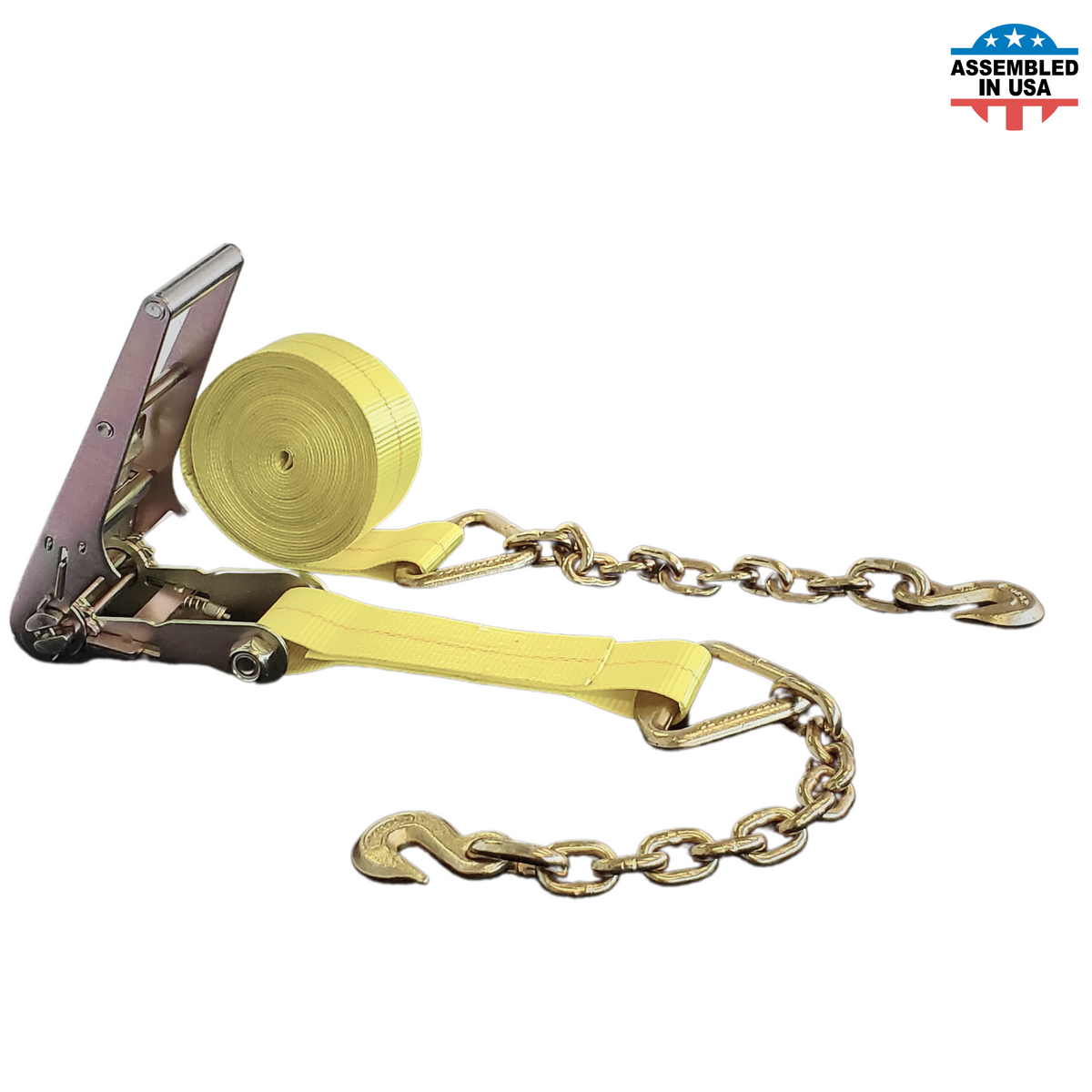 4" Ratchet Tie Down Strap w/ Chain Extensions