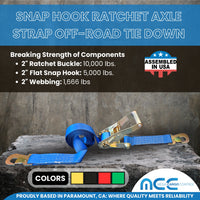 Load image into Gallery viewer, USA 2&quot; x 8&#39; Car Tie Down Assembly w/ Snap Hooks
