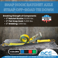 Load image into Gallery viewer, USA 2&quot; x 8&#39; Car Tie Down Assembly w/ Snap Hooks
