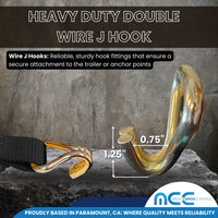 Load image into Gallery viewer, 2&quot; x 10&#39; Car Hauler Over-Tire Wheel Straps w/ Wire J Hooks - 4 Packs - Black
