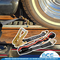 Load image into Gallery viewer, 2&quot; x 10&#39; Car Hauler Over-Tire Wheel Straps w/ Wire J Hooks - 4 Packs - Black
