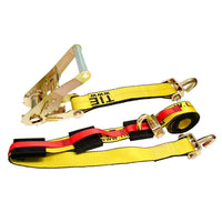Load image into Gallery viewer, 2&quot; x 10&#39; Over-Tire Car Hauler Wheel Straps w/ Swivel J Hooks - Yellow
