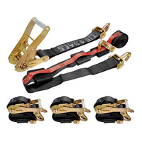 Load image into Gallery viewer, 2&quot; x 10&#39; Over-Tire Car Hauler Wheel Straps w/ Swivel J Hooks - 4 Packs - Black
