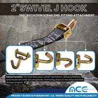 Load image into Gallery viewer, 2&quot; x 10&#39; Over-Tire Car Hauler Wheel Straps w/ Swivel J Hooks - 4 Packs - Black
