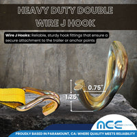 Load image into Gallery viewer, 2&quot; x 10&#39; Car Hauler Over-Tire Wheel Straps w/ Wire J Hooks - Yellow
