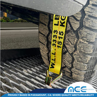 Load image into Gallery viewer, 2&quot; x 10&#39; Car Hauler Over-Tire Wheel Straps w/ Wire J Hooks - Yellow
