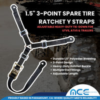 Load image into Gallery viewer, 1.5&quot; 3-Point Spare Tire Ratchet Y Straps
