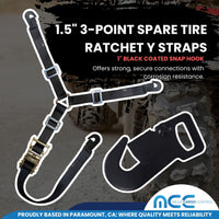 Load image into Gallery viewer, 1.5&quot; 3-Point Spare Tire Ratchet Y Straps
