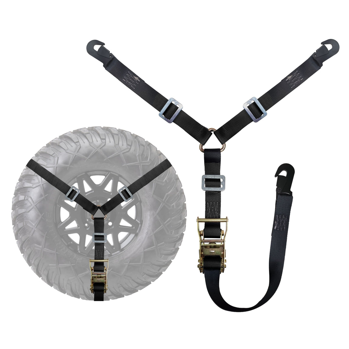1.5" 3-Point Spare Tire Ratchet Y Straps