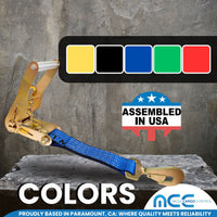 Load image into Gallery viewer, USA 2&quot; Tie Down Ratchet Replacement Short Fixed End Strap w/ Twist Snap Hook
