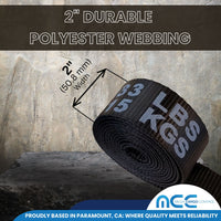 Load image into Gallery viewer, USA 2&quot; Replacement Ratchet Short Fixed End Strap w/ Heavy-Duty Snap Hooks
