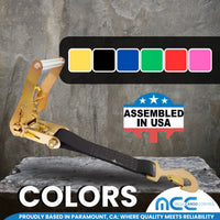 Load image into Gallery viewer, USA 2&quot; Replacement Ratchet Short Fixed End Strap w/ Heavy-Duty Snap Hooks
