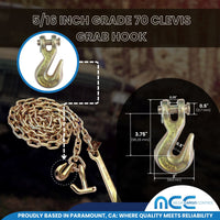 Load image into Gallery viewer, G70 5/16” x 10ft Tow Chain W/ 15” J Hook &amp; TJ Combo Hook &amp; Grab Hook WLL: 4700 LBS
