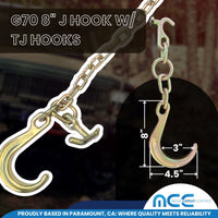 Load image into Gallery viewer, G70 5/16&quot; x 2ft V Bridle Tow Chain w/ 8&quot; J Hook &amp; TJ Combo &amp; Grab Hook WLL: 4700 LBS
