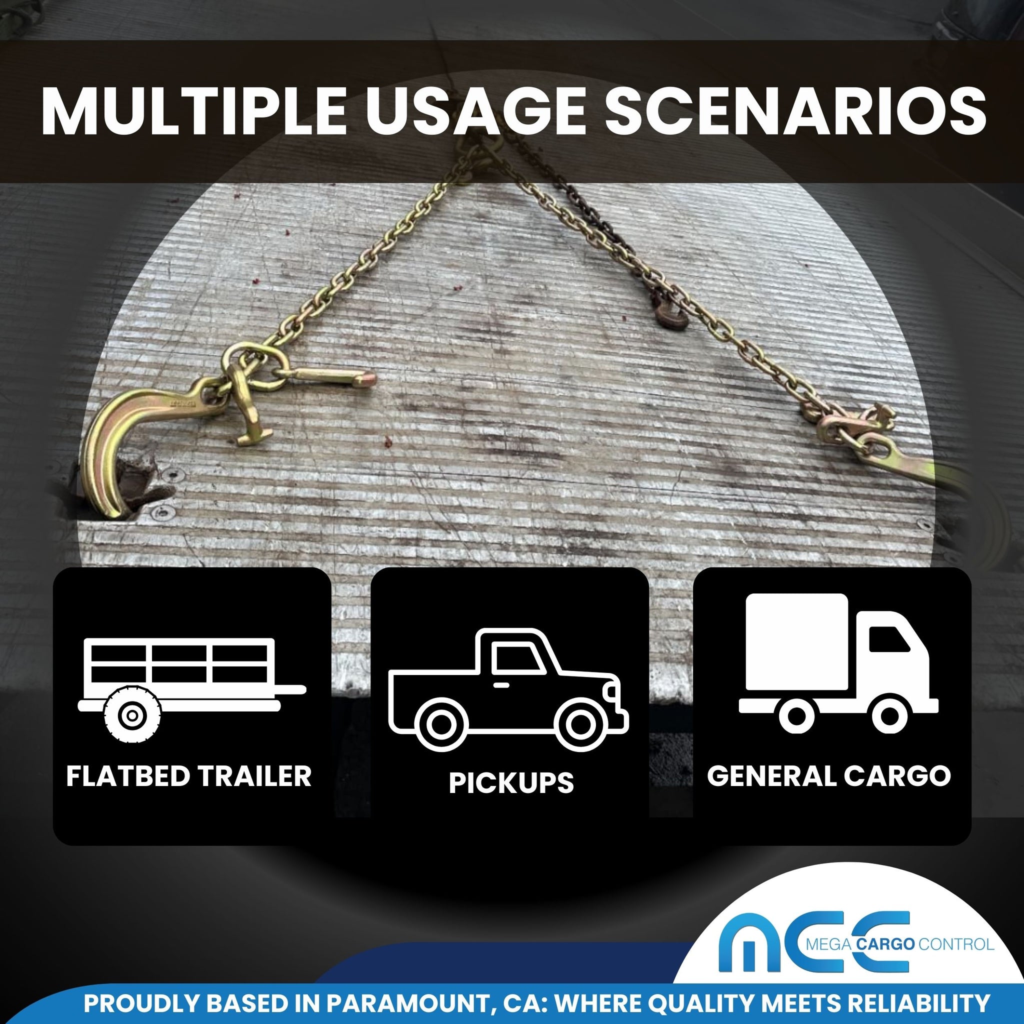 WFLNHB G70 5/16" X 3ft V-Chain Bridle 15"/8" J-Hook Drag - View #5