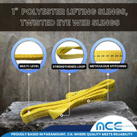 Load image into Gallery viewer, 1&quot; Twisted Eye Web Slings, Heavy Duty Rigging Straps
