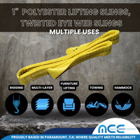 Load image into Gallery viewer, 1&quot; Twisted Eye Web Slings, Heavy Duty Rigging Straps
