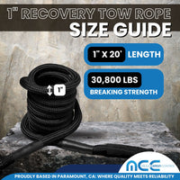 Load image into Gallery viewer, 1&quot; x 20ft &amp; 30ft Kinetic Recovery Tow Rope
